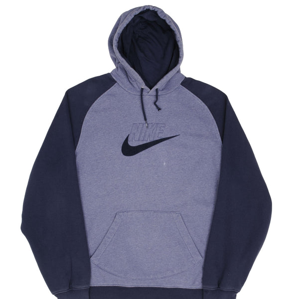 Vintage Nike Spellout Swoosh Blue Hoodie Sweatshirt 2000S Size XL