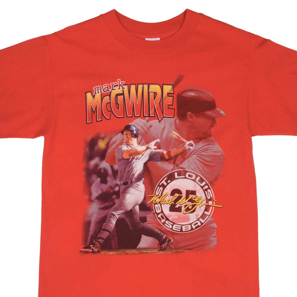 Vintage MLB St. Louis Cardinals Mark McGwire 1990S  Tee Shirt Size Medium Made In USA With Single Stitch Sleeves.