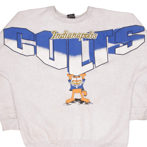 Vintage Nfl Indianapolis Colts Garfield All Over Print Garment Graphics Sweatshirt 1994 Size XL Made In Usa
