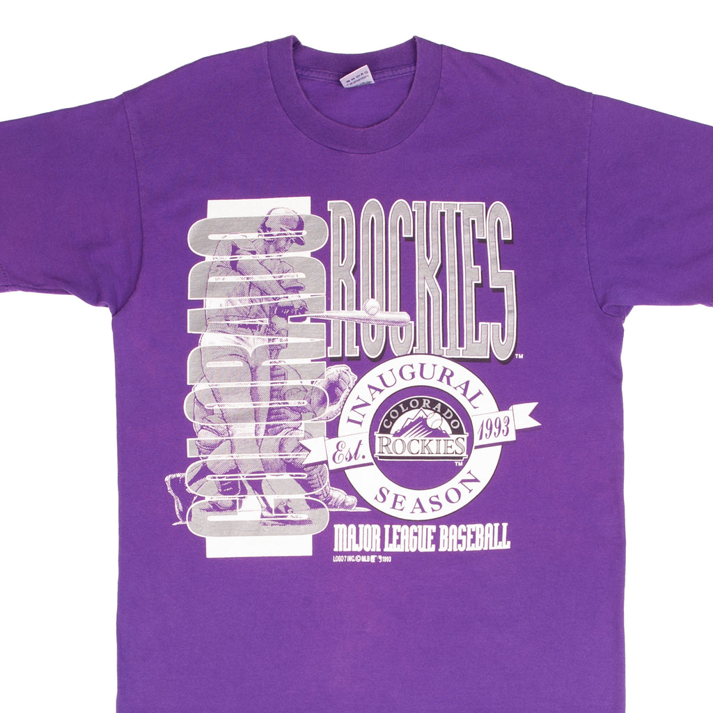 Vintage Mlb Colorado Rockies Inaugural Season 1993 Tee Shirt Size Medium Made In Usa With Single Stitch Sleeves