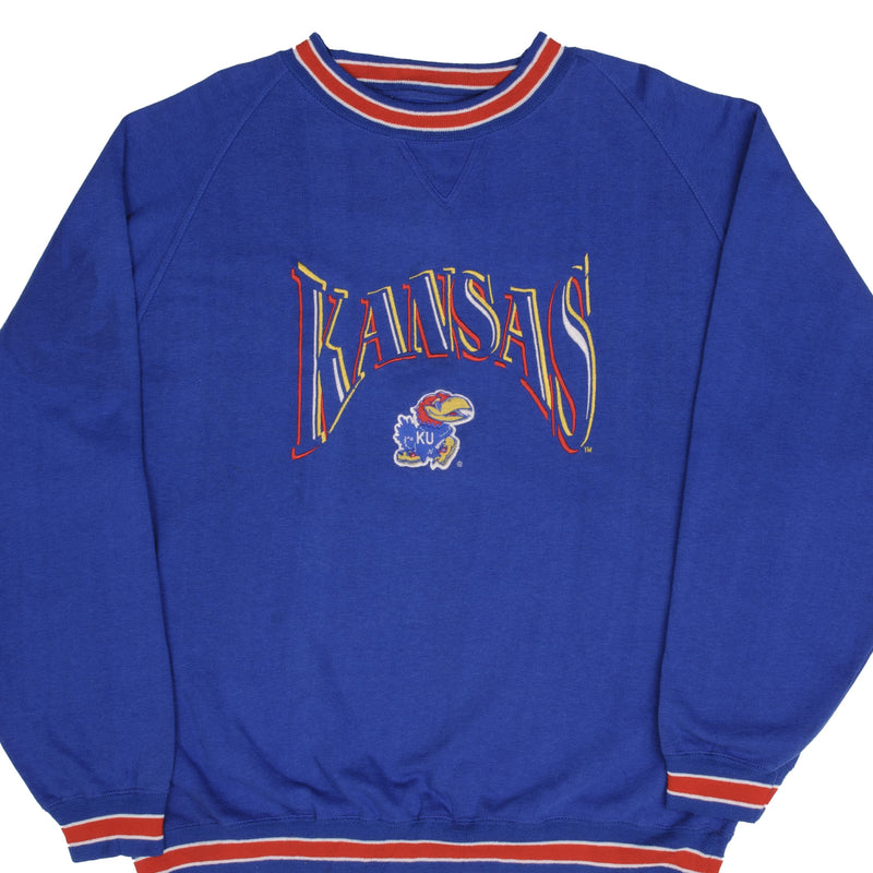 Vintage Ncaa University Of Kansas Jayhawks Embroidered Sweatshirt 1990S Size XL