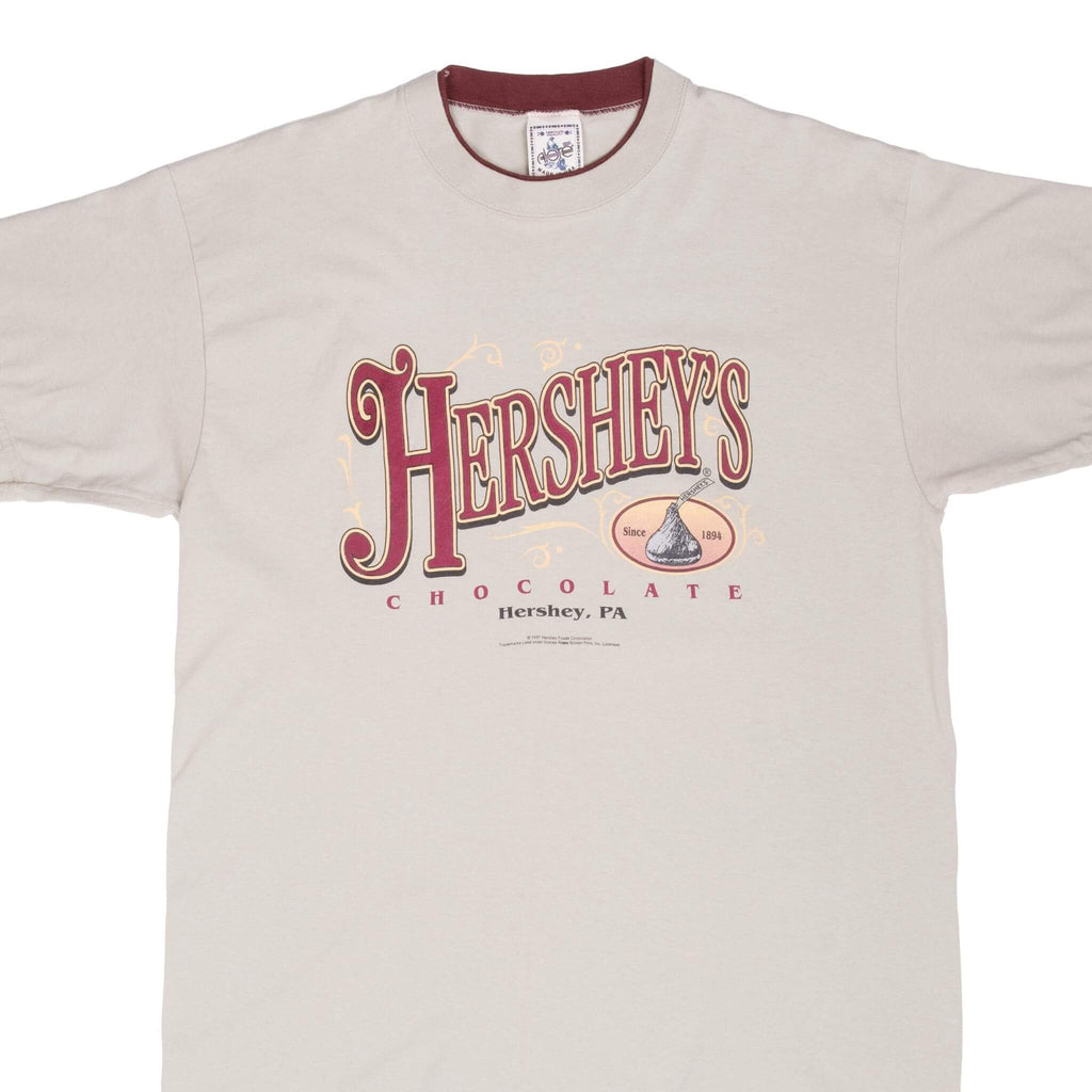 Vintage Hershey's Chocolate 1997 Tee Shirt Large Made In Usa With Single Stitch Hem