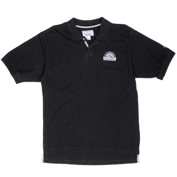 Vintage Mlb Colorado Rockies Embroidered Black Polo Shirt 2000 Size Large