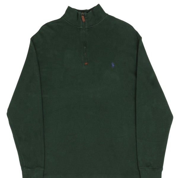 POLO RALPH LAUREN SUÉTER VERDE PINO CON CREMALLERA DE 1/4, TALLA GRANDE, ALTA