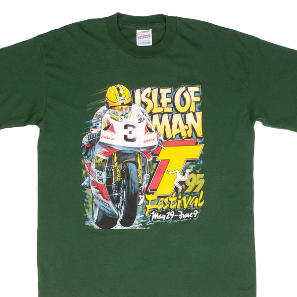 Vintage Moto Gp Isle Of Man Tourist Trophy 1995 Tee Shirt Size Large With Single Stitch Sleeves