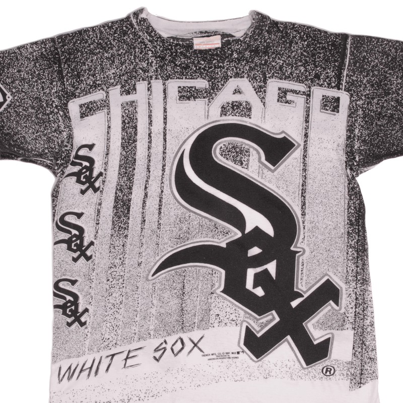 VINTAGE ALL OVER PRINT MLB CHICAGO WHITE SOX TEE SHIRT 1991 MEDIUM MADE USA