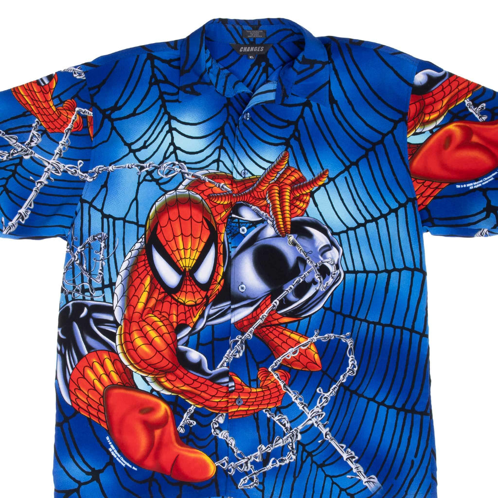 Vintage Marvel Spider Man 2000 All Over Print Hawaiian Shirt 2000 Size XL