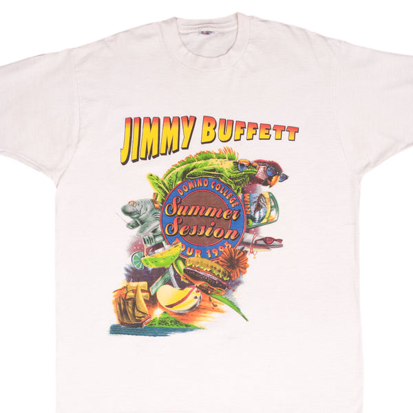 Vintage Jimmy Buffett Summer Session 1995 Tee Shirt Size XL Made In Usa With Single Stitch Sleeves