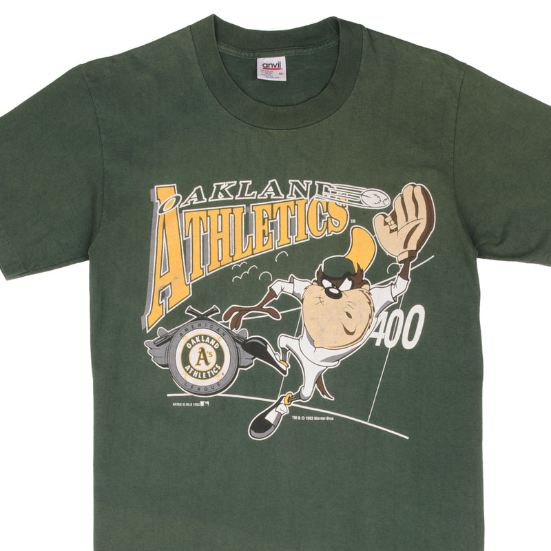 Vintage Mlb Oakland Athletics Looney Tunes Taz 1993 Tee Shirt Size Medium Made In USA Made In USA