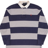 Polo Ralph Lauren Grey And Blue Rugby Polo Shirt Size Large