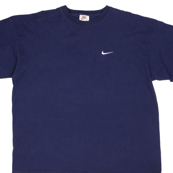 Vintage Nike Classic Swoosh Navy Blue Tee Shirt Size 1990s Size 2XL Made In USA