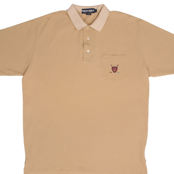 Vintage Polo Ralph Lauren Golf Beige Polo Shirt 1990S Size Large