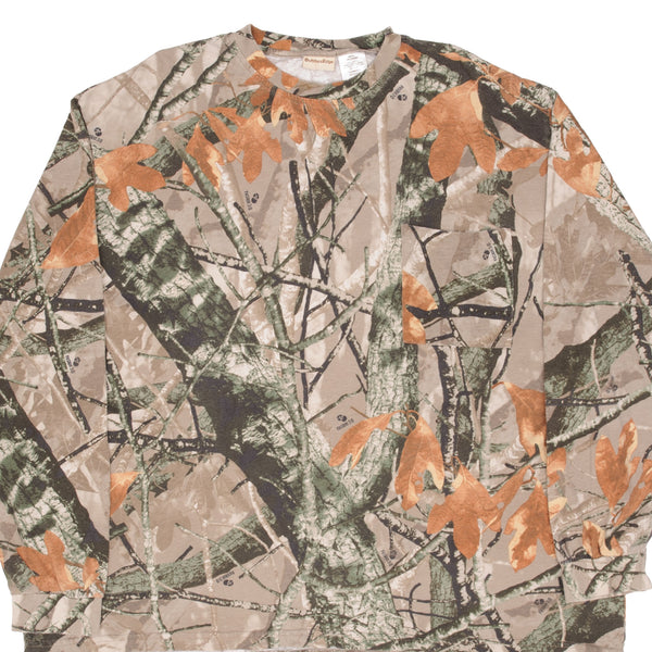 CAMISETA DE MANGA LARGA CON BOLSILLO Y ESTAMPADO 3D DE CAMO VINTAGE HUNTING FUSION, TALLA 3XL