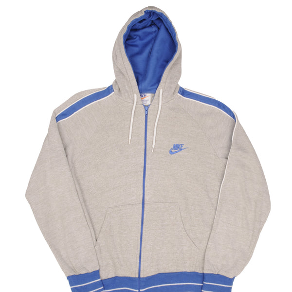 Vintage Nike Classic Swoosh Gray Full Zip Hoodie Sweatshirt 1970S Size Medium