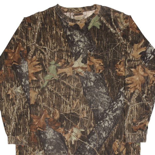 Vintage Hunting Mossy Oak Break Up Camo Long Sleeve Pocket Tee Shirt Size 2XL