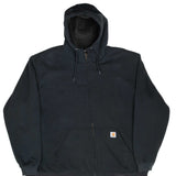 Vintage Carhartt Heavyweight Sherpa Lined Full Zip Black Hoodie Sweatshirt Size 3XL