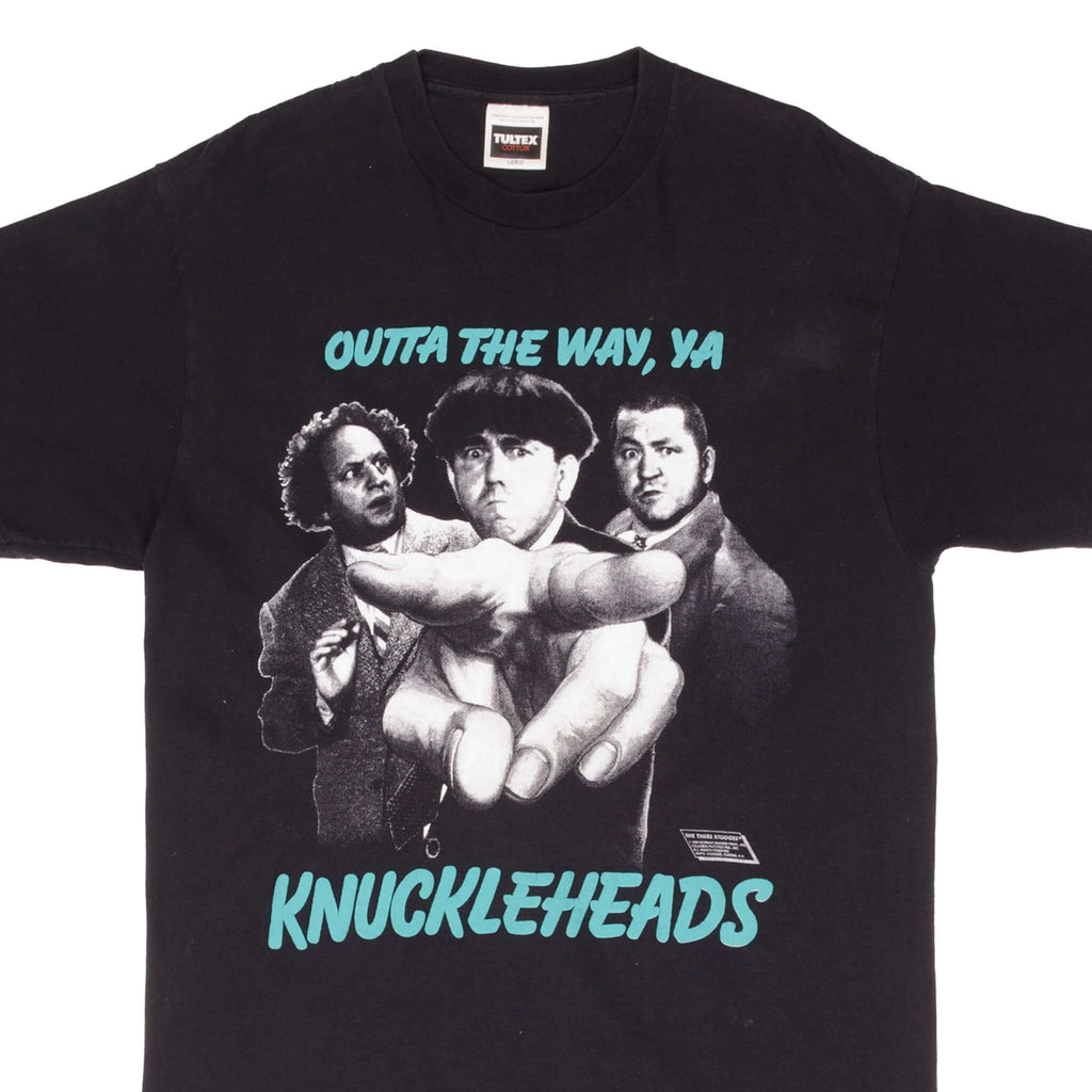 Vintage The Three Stooges Outta The Way Ya Knuckleheads 1989 Tee Shirt Size Medium With Single Stitch Sleeves