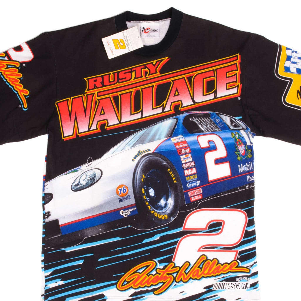 Vintage Deadstock All Over Print Nascar Rusty Wallace 1996 Tee Shirt Size Large Made In Usa