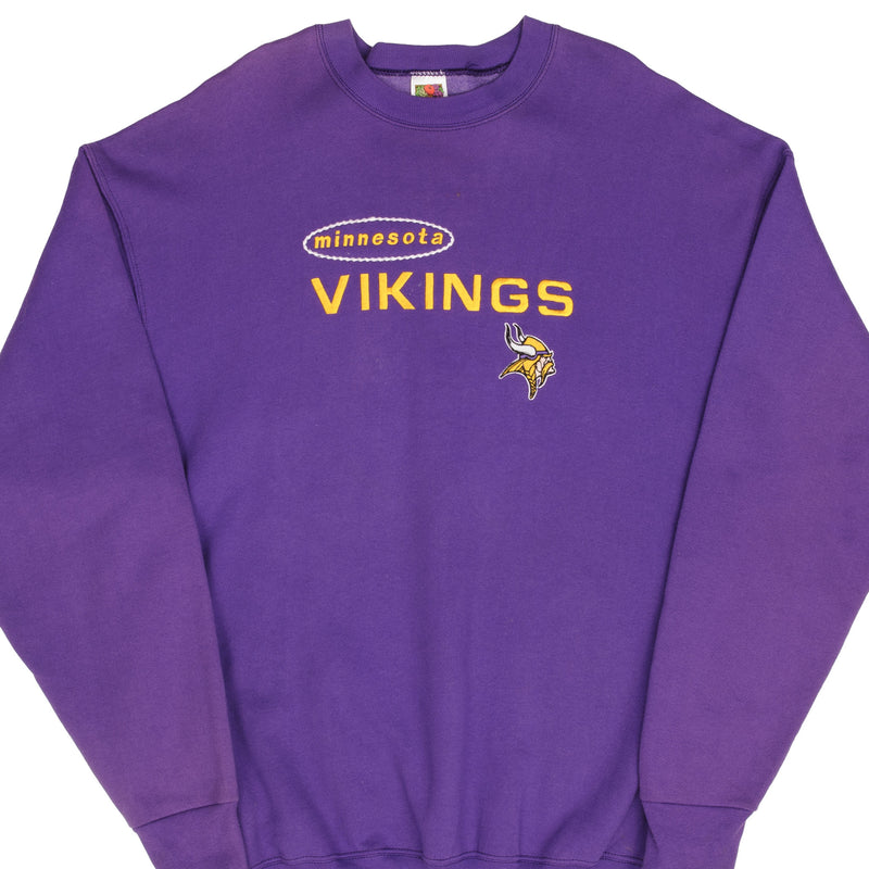 Vintage Nfl Minnesota Vikings Embroidered Sweatshirt 1990S Size 2XL Made In USA