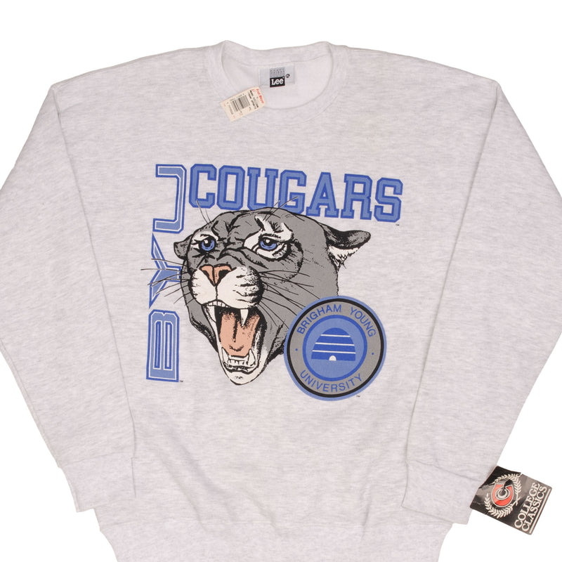 Vintage Byu Brigham Young University Cougars 1990S Sweatshirt Size XL Made In USA Deadstock