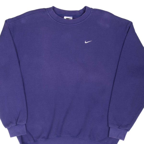 Vintage Nike Classic Swoosh Purple Sweatshirt 1990S Large Made In Usa