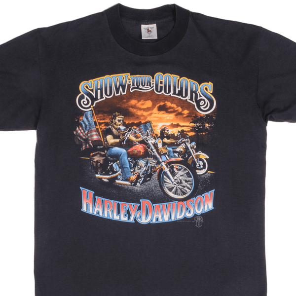 Vintage Harley Davidson Moto Vecchia Surrey UK Tee Shirt By Holoubek 1987 Size Medium Made In USA With Single Stitch Sleeves