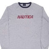 Vintage Nautica Embroidered Grey Long Sleeve Tee Shirt 2000S Size Large