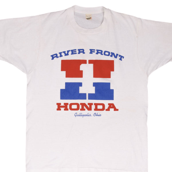 Vintage Honda River Front Tee Shirt 1980S Size Medium Made In USA With Single Stitch Sleeves