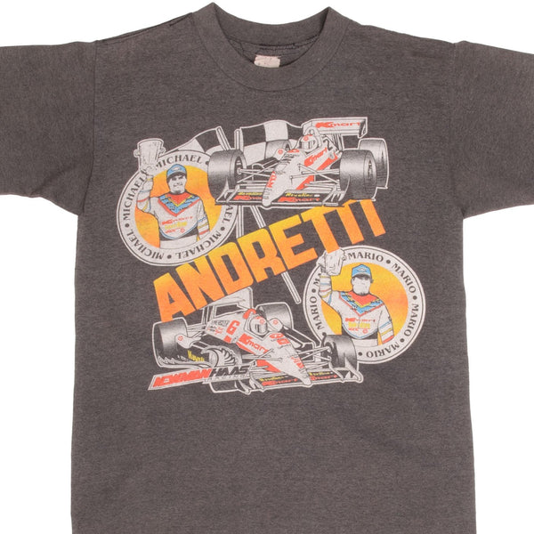 VINTAGE RACING F1 MARIO MICHAEL ANDRETTI 1980S TEE SHIRT MEDIUM MADE IN USA