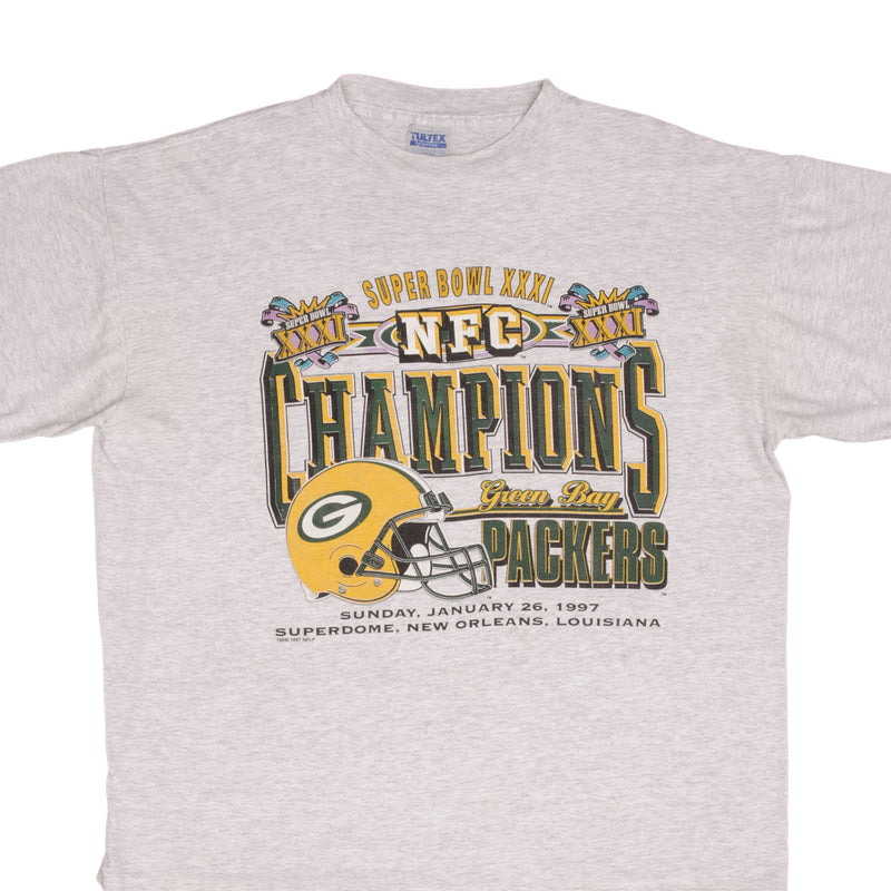 Vintage Nfl Green Bay Packers NFC Champions 1997 Tee Shirt Size XL With Single Stitch Sleeves