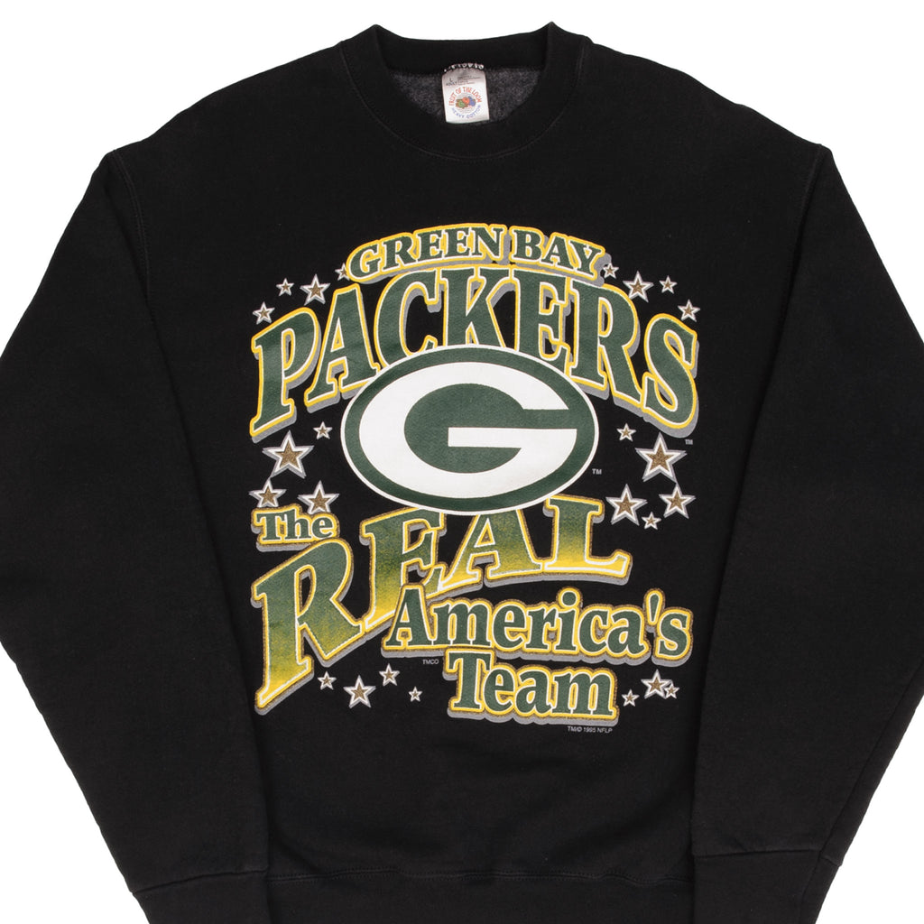 Vintage Nfl Green Bay Packers 1993 Black Sweatshirt Size Large Made In USA