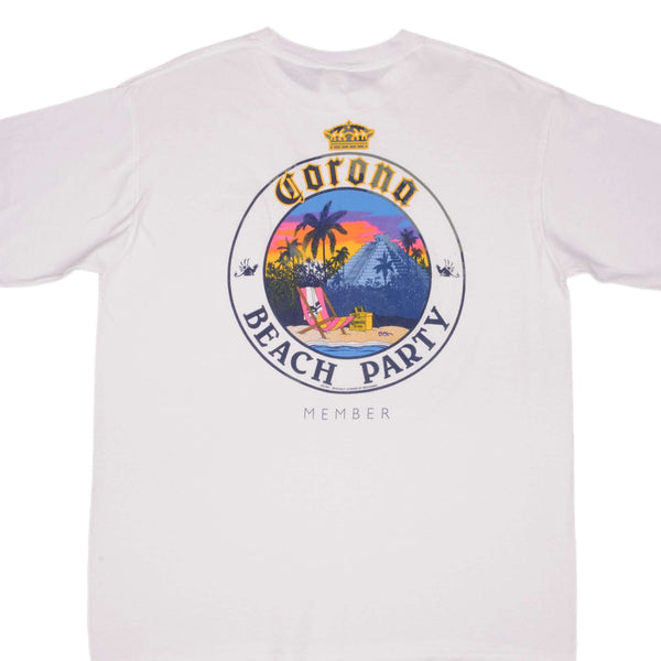 Vintage Corona Beach Club Member Tee Shirt 1990S Size XL Made In Usa With Single Stitch Sleeves