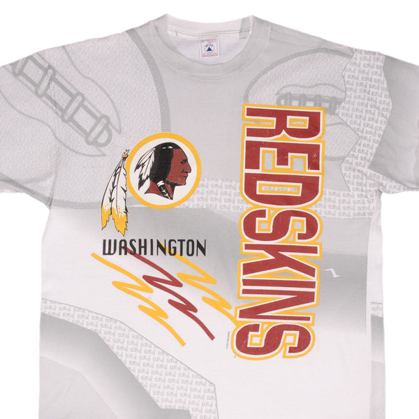 Vintage Nfl All Over Print Washington Redskins 1995 Tee Shirt Size XL With Single Stitch Sleeves