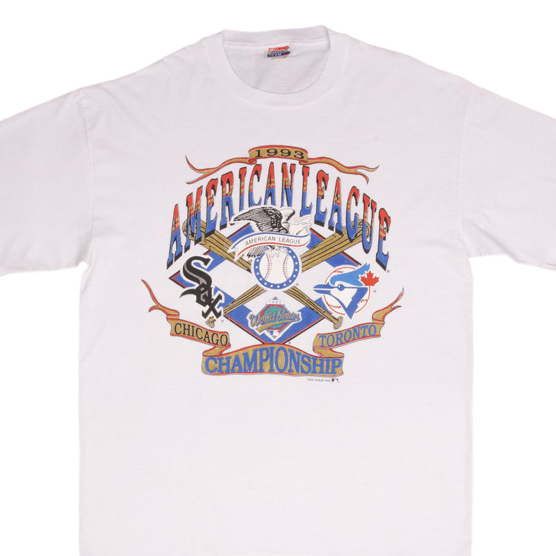 Vintage Mlb Chicago White Sox Vs Toronto Blue Jays American League 1993 Tee Shirt Size XL With Single Stitch Sleeves