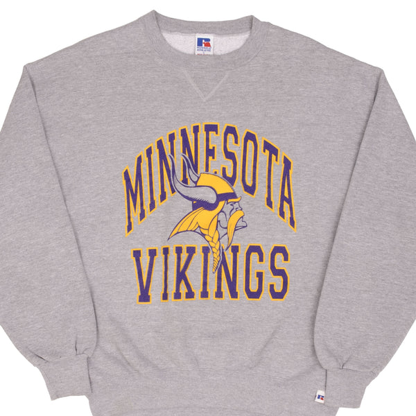 Vintage Nfl Minnesota Vikings Grey Russel Sweatshirt 1990S Size XL Made In USA