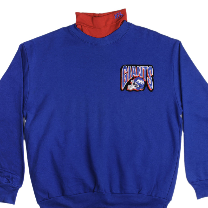 Vintage NFL NY Giants Turtle Neck Sweatshirt Size Large 1990S Made In USA