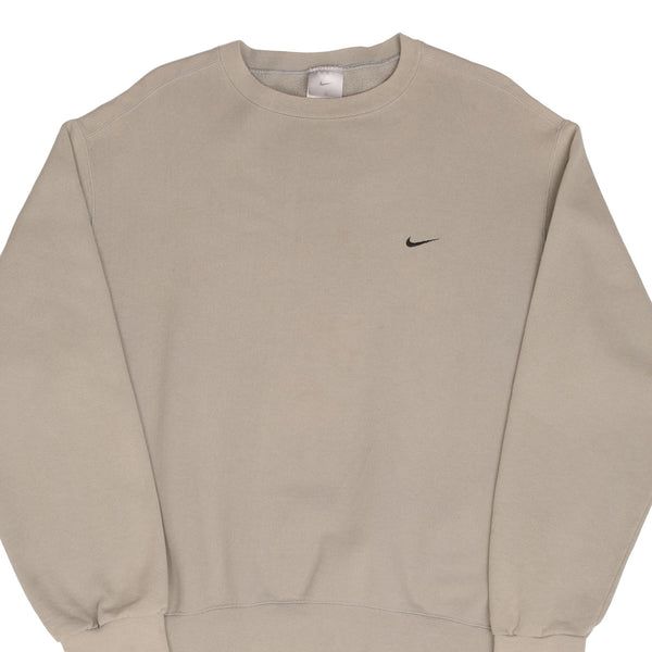 Vintage Nike Classic Swoosh Beige Sweatshirt 2000S Size Large Made In USA