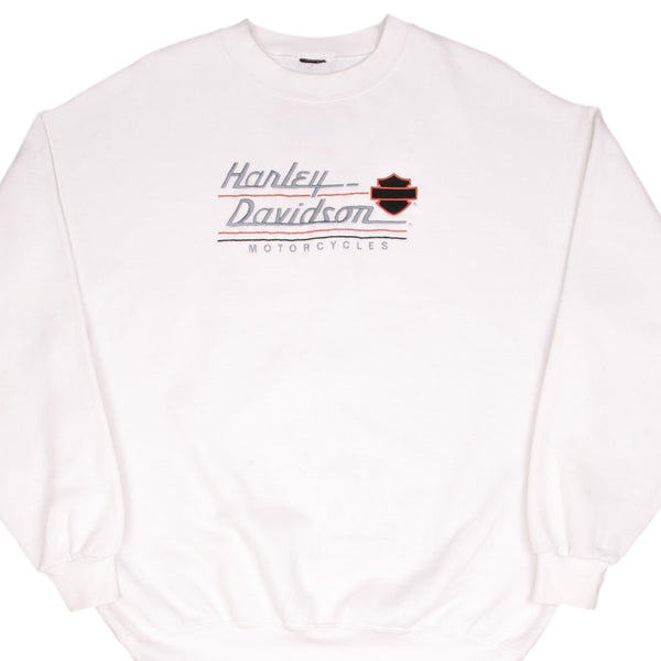 Vintage Harley Davidson Dubuque, Iowa Embroidered 1990S White Sweatshirt Size XL Made In Usa