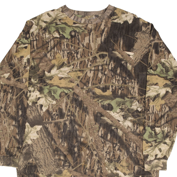 Vintage Hunting Mossy Oak Break Up Camo Long Sleeve Pocket Tee Shirt Size XL