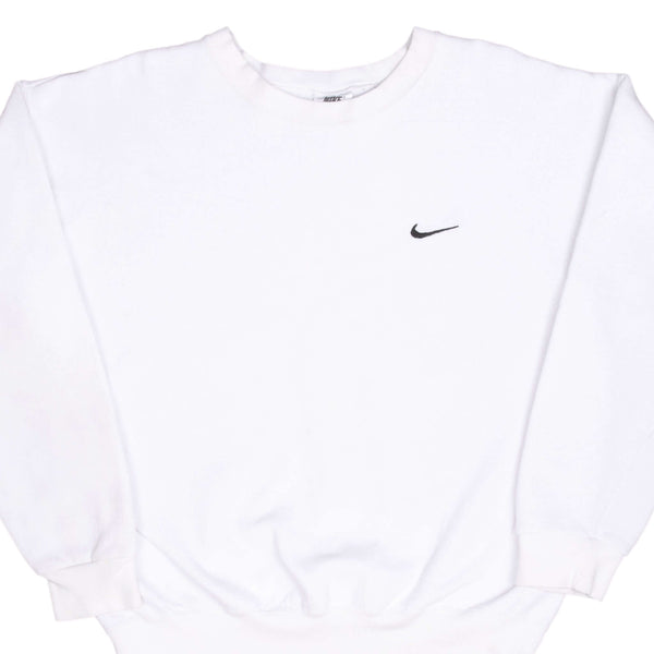 Vintage Nike Classic Swoosh White Sweatshirt 1990S Size Large