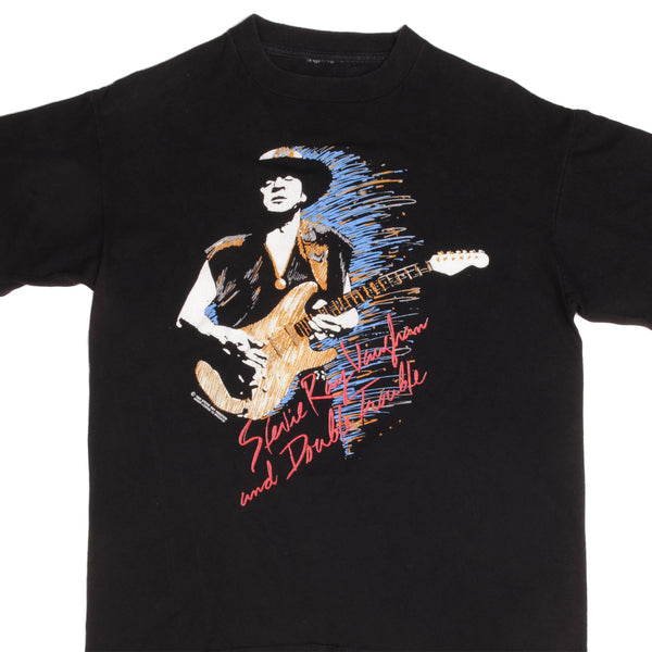 Vintage Stevie Ray Vaughan and Double Trouble Tour 1990 Tee Shirt Size Large Made In USA With Single Stitch Sleeves