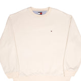 Vintage Tommy Hilfiger Cream Crewneck Sweatshirt 2000S Size XL