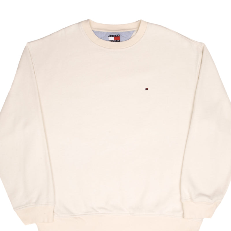 Vintage Tommy Hilfiger Cream Crewneck Sweatshirt 2000S Size XL