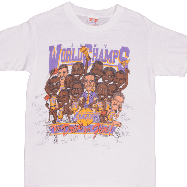 Vintage NBA Los Angeles Lakers World Champs 1987 Tee Shirt Size Medium With Single Stitch Sleeves