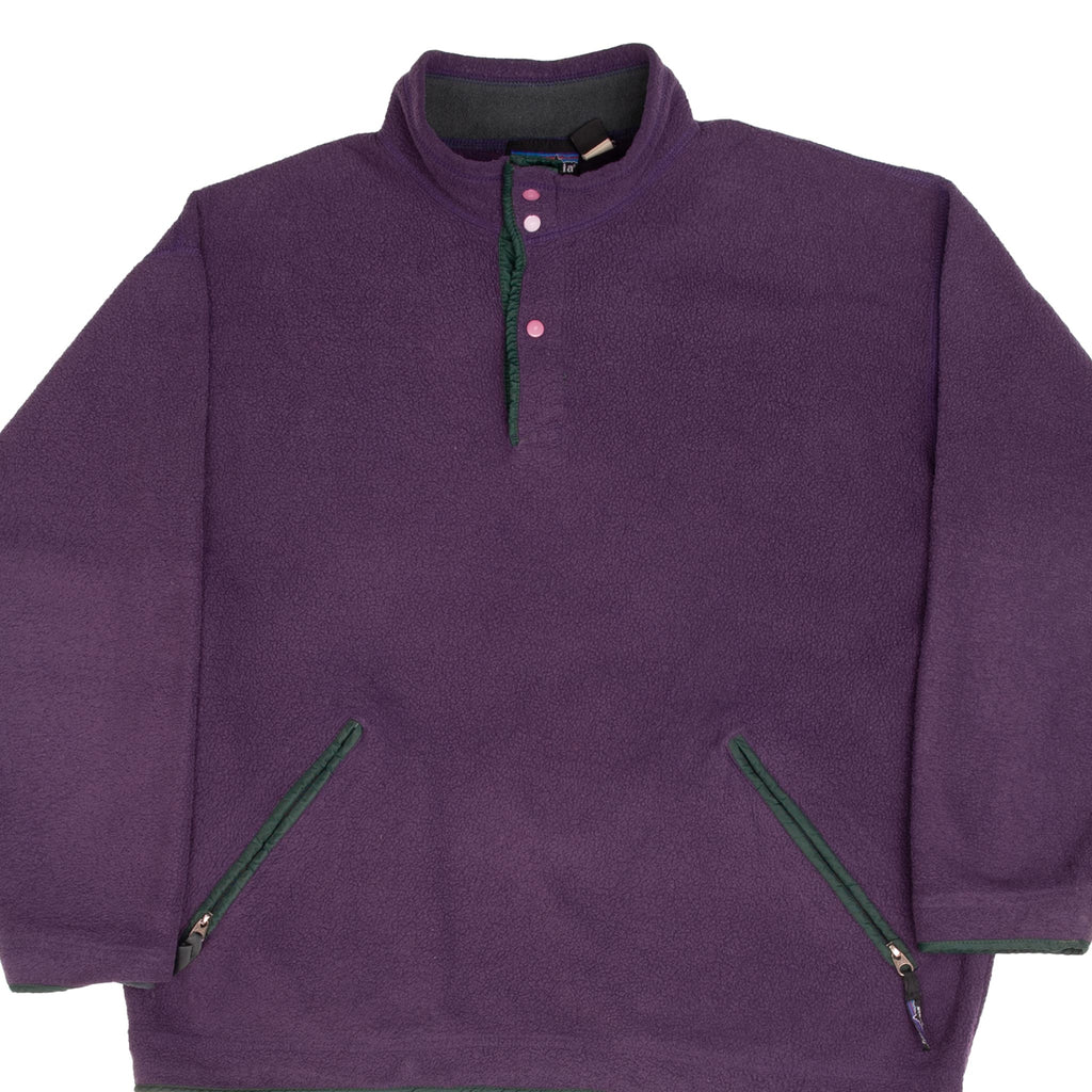 Vintage Patagonia Synchilla Snap T Purple 1990S Fleece Pullover Medium Made In Usa