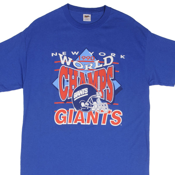 Vintage NFL New York Giants World Champs 1990 Tee Shirt Size Large Made In USA With Single Stitch Sleeves