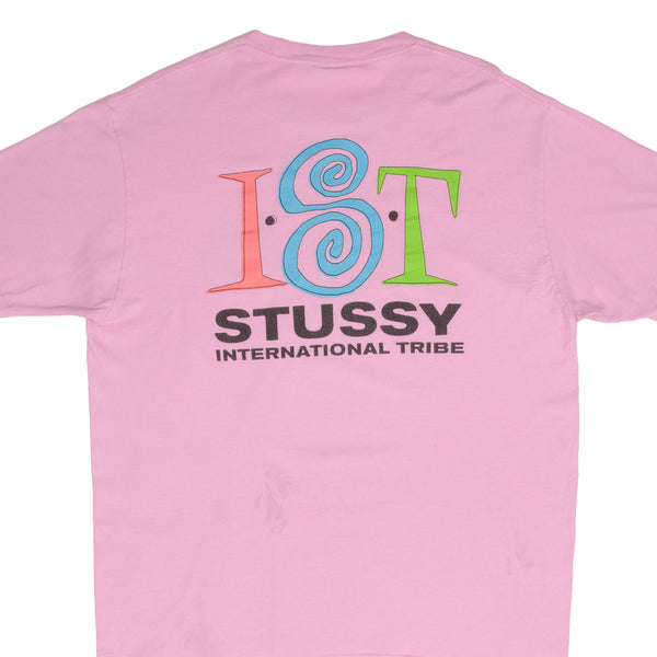 Vintage Stussy International Tribe Pink Tee Shirt 2000S Size Large