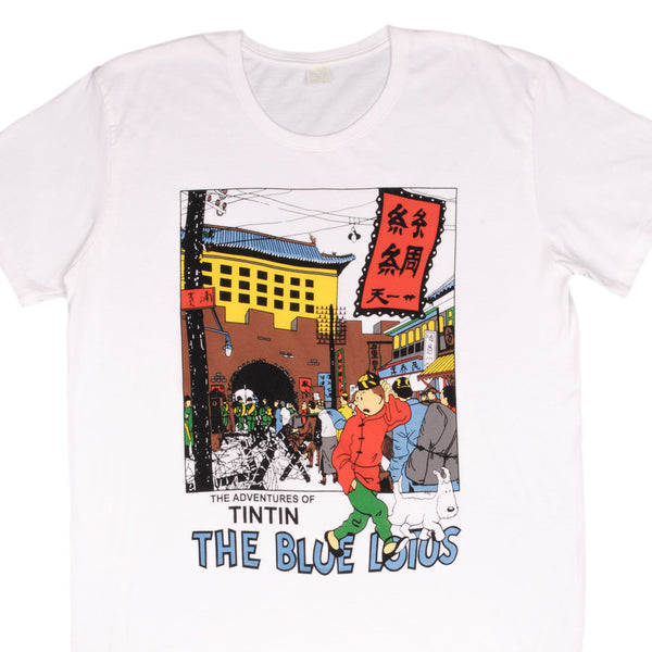 Vintage The Adventures Of Tintin The Blue Lotus 2003 Tee Shirt Size XL