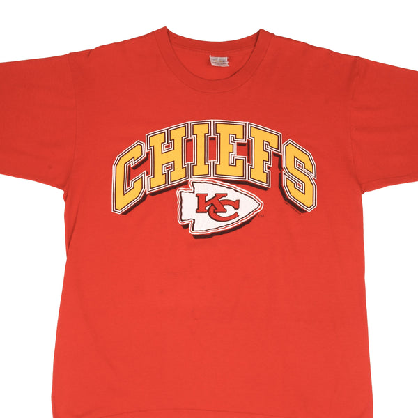 Vintage NFL Kansas City Chiefs 1990 Tee Shirt Size Large Made In USA With Single Stitch Sleeves