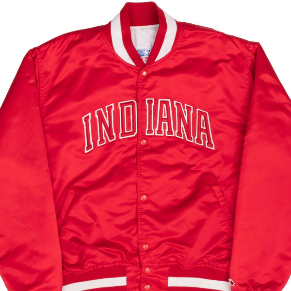 Vintage Indiana Red Satin Bomber Starter Jacket 1980S Size Large Made In Usa